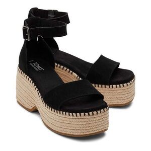 NWT✨ TOMS Laila Black Suede Platform Sandal